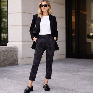 Babaton Atelier Plaid Print Cropped Trouser Pants